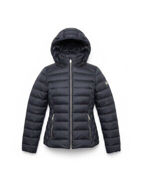 Michael Kors Womens Black Hooded Packable Down Jacket Lightweight Design Sz M
